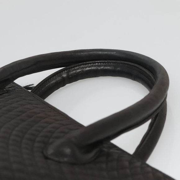 BALLY Hand Bag Leather Black Gold Auth 124686