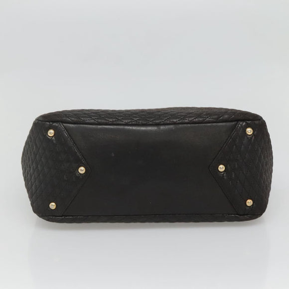 BALLY Hand Bag Leather Black Gold Auth 124686