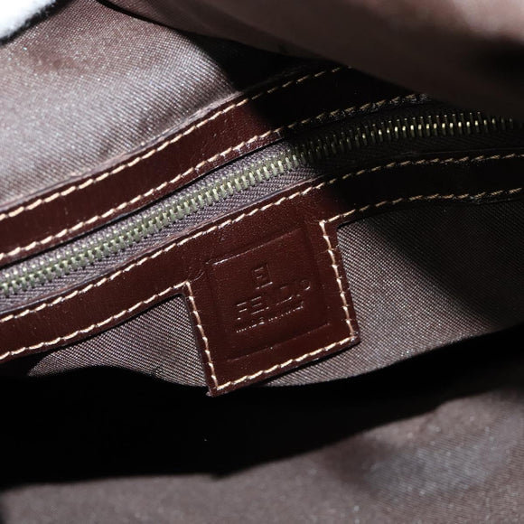 FENDI Zucca Canvas Hand Bag Brown Black gold Auth 124687