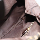 FENDI Zucca Canvas Hand Bag Brown Black gold Auth 124687-17