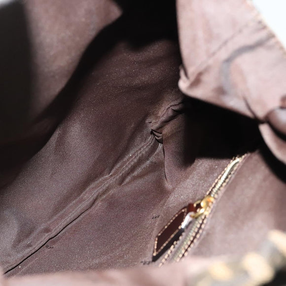 FENDI Zucca Canvas Hand Bag Brown Black gold Auth 124687