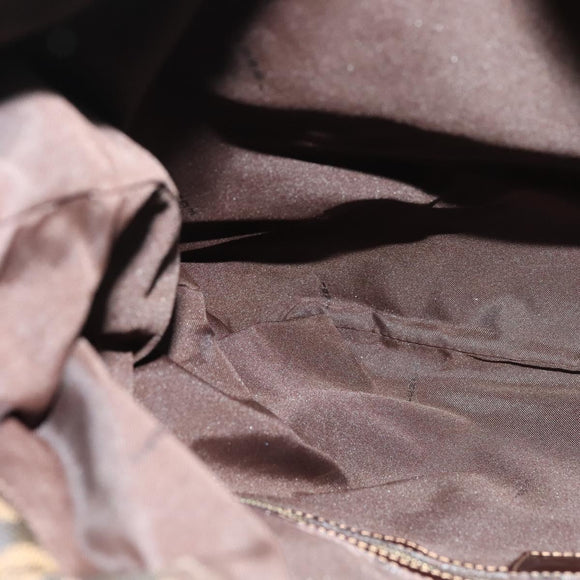 FENDI Zucca Canvas Hand Bag Brown Black gold Auth 124687