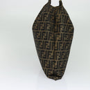 FENDI Zucca Canvas Hand Bag Brown Black gold Auth 124687-4