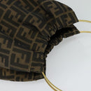 FENDI Zucca Canvas Hand Bag Brown Black gold Auth 124687-6