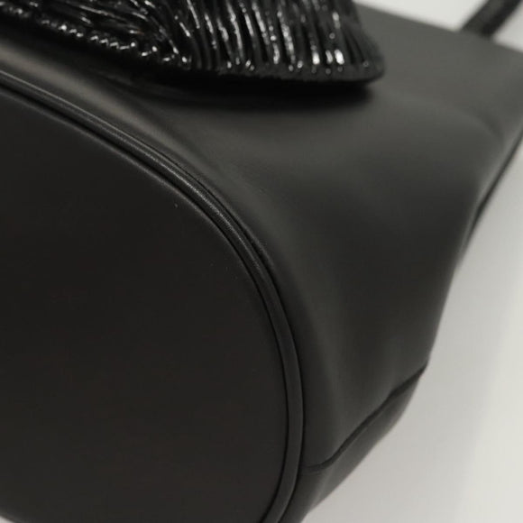 Salvatore Ferragamo Hand Bag Leather Black Gold Auth 124688