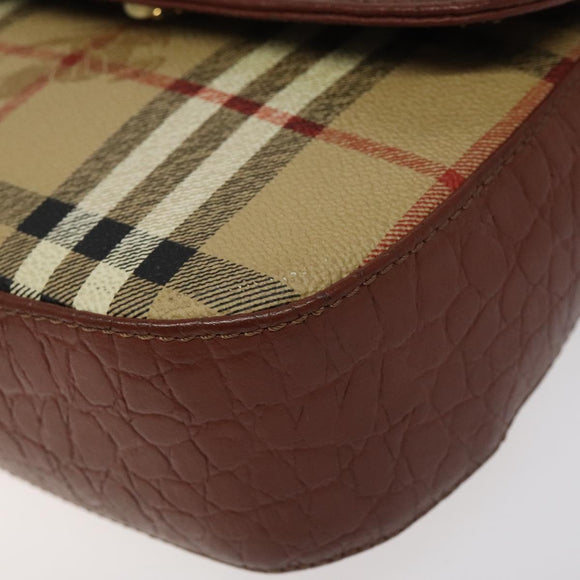 Burberrys Nova Check Shoulder Bag PVC Beige Gold Auth 124690