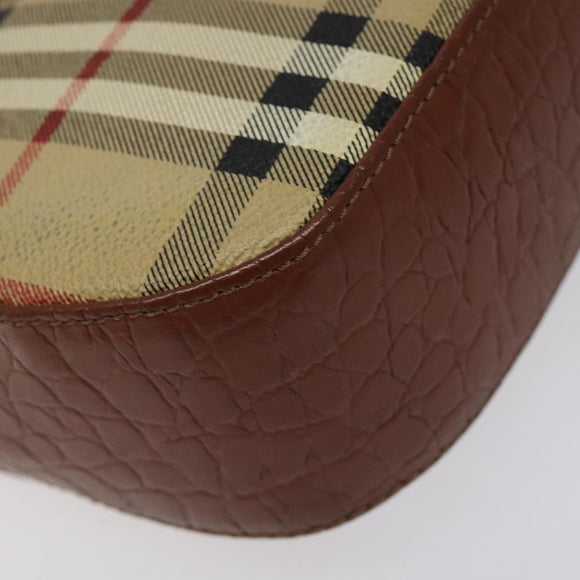 Burberrys Nova Check Shoulder Bag PVC Beige Gold Auth 124690