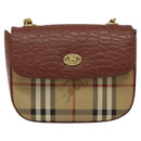 Burberrys Nova Check Shoulder Bag PVC Beige Gold Auth 124690-13