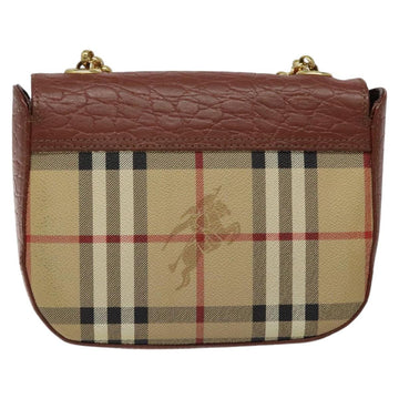 Burberrys Nova Check Shoulder Bag PVC Beige Gold Auth 124690 - 0