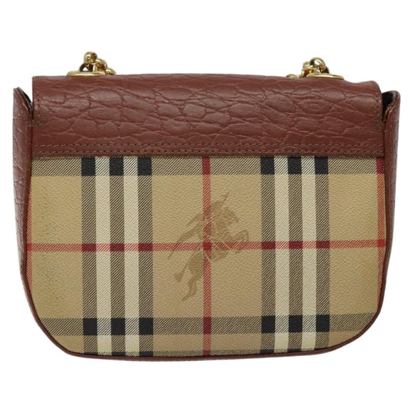 Burberrys Nova Check Shoulder Bag PVC Beige Gold Auth 124690