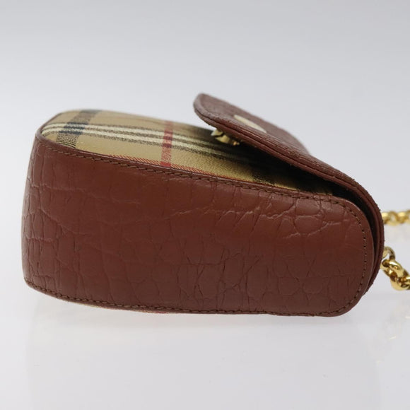 Burberrys Nova Check Shoulder Bag PVC Beige Gold Auth 124690