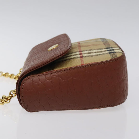 Burberrys Nova Check Shoulder Bag PVC Beige Gold Auth 124690