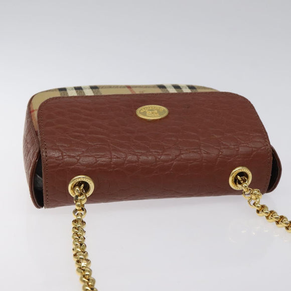 Burberrys Nova Check Shoulder Bag PVC Beige Gold Auth 124690