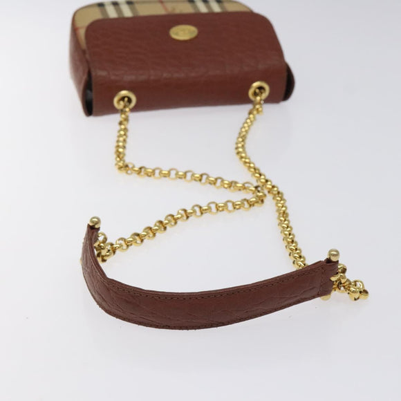 Burberrys Nova Check Shoulder Bag PVC Beige Gold Auth 124690
