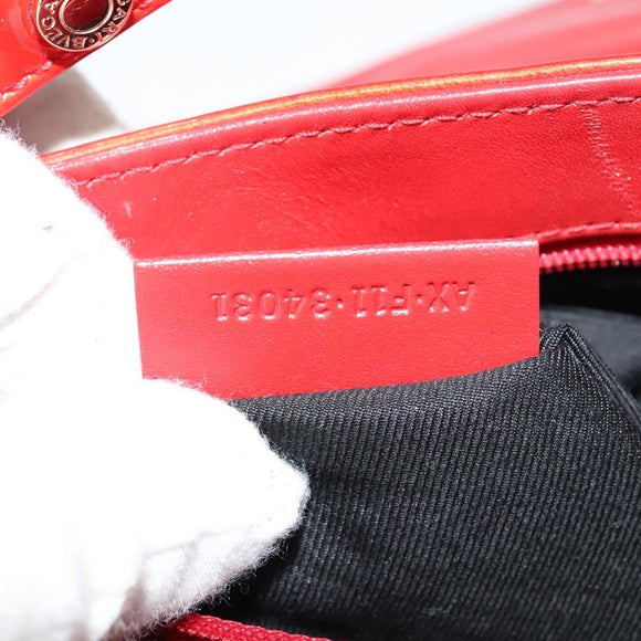 BVLGARI Shoulder Bag Enamel Red Gold Auth 124694