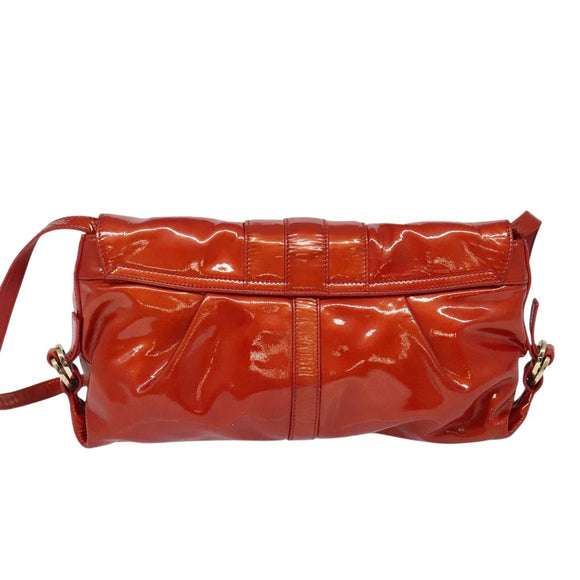 BVLGARI Shoulder Bag Enamel Red Gold Auth 124694