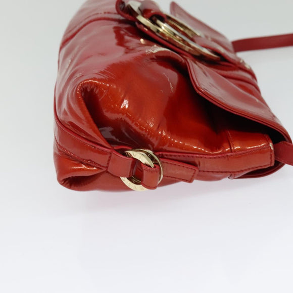 BVLGARI Shoulder Bag Enamel Red Gold Auth 124694