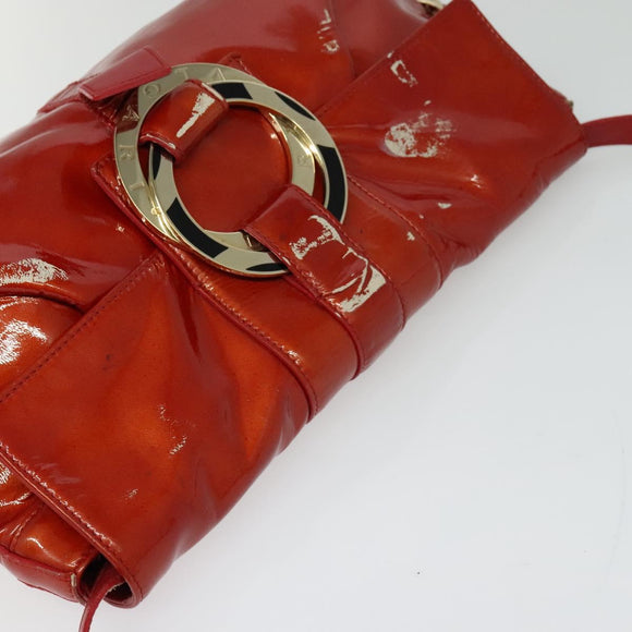 BVLGARI Shoulder Bag Enamel Red Gold Auth 124694