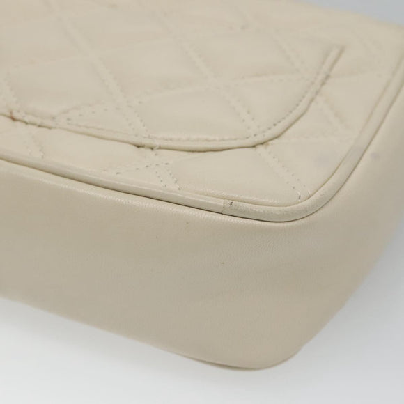 GIVENCHY Chain Shoulder Bag Leather White Gold Auth 124695