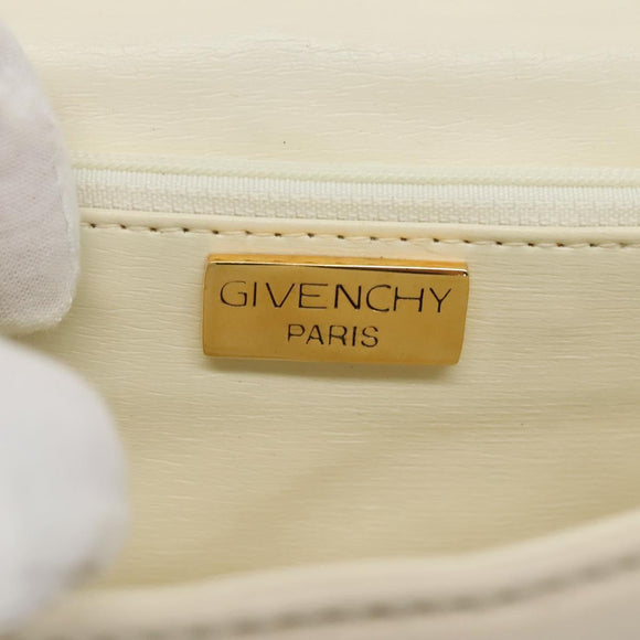 GIVENCHY Chain Shoulder Bag Leather White Gold Auth 124695