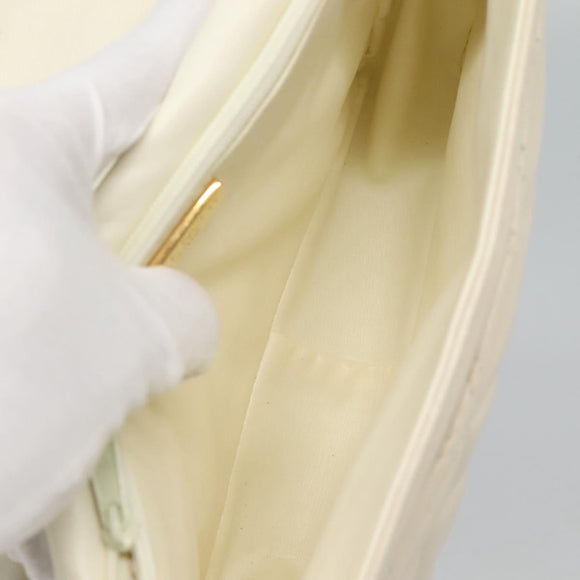 GIVENCHY Chain Shoulder Bag Leather White Gold Auth 124695A