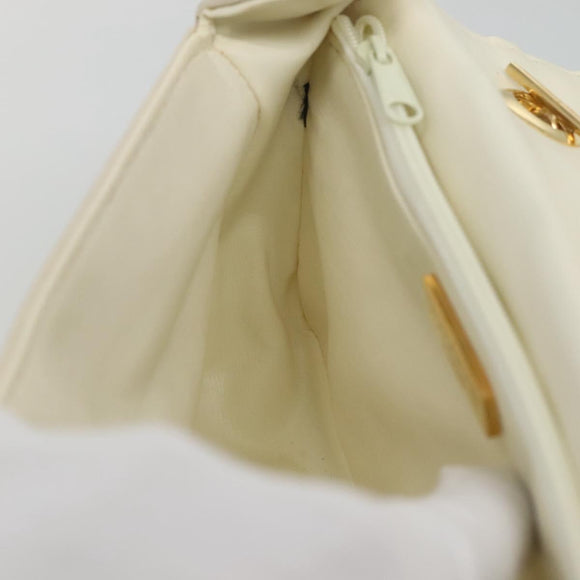 GIVENCHY Chain Shoulder Bag Leather White Gold Auth 124695A