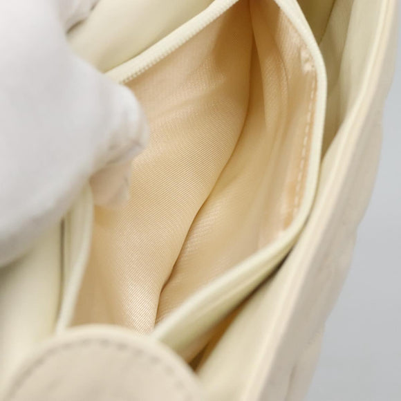 GIVENCHY Chain Shoulder Bag Leather White Gold Auth 124695