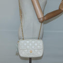 GIVENCHY Chain Shoulder Bag Leather White Gold Auth 124695-22