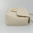 GIVENCHY Chain Shoulder Bag Leather White Gold Auth 124695-3