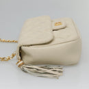 GIVENCHY Chain Shoulder Bag Leather White Gold Auth 124695-4