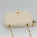 GIVENCHY Chain Shoulder Bag Leather White Gold Auth 124695-6