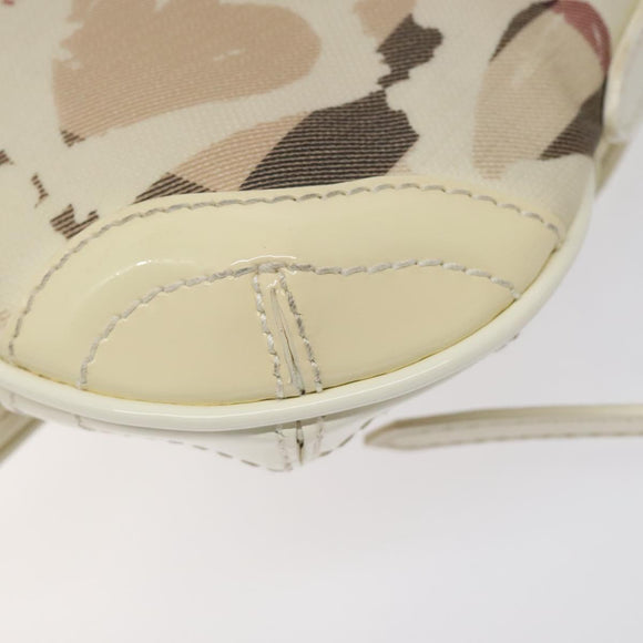 BURBERRY Shoulder Bag PVC Canvas Beige Silver Auth 124738