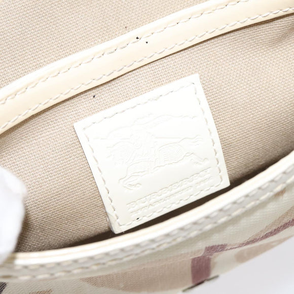 BURBERRY Shoulder Bag PVC Canvas Beige Silver Auth 124738