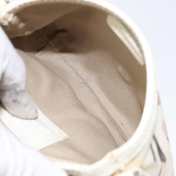 BURBERRY Shoulder Bag PVC Canvas Beige Silver Auth 124738