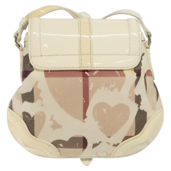 BURBERRY Shoulder Bag PVC Canvas Beige Silver Auth 124738