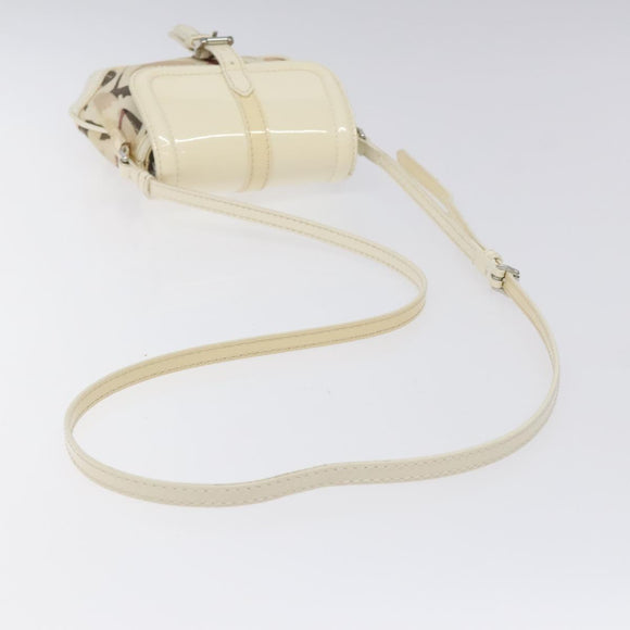 BURBERRY Shoulder Bag PVC Canvas Beige Silver Auth 124738