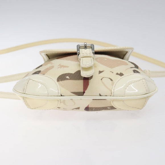 BURBERRY Shoulder Bag PVC Canvas Beige Silver Auth 124738