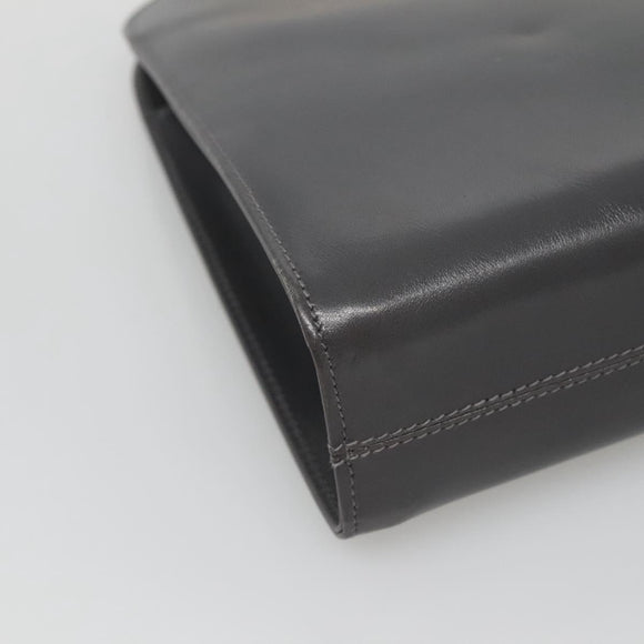 Salvatore Ferragamo Gancini Chain Shoulder Bag Leather Gray Gold Auth 124745