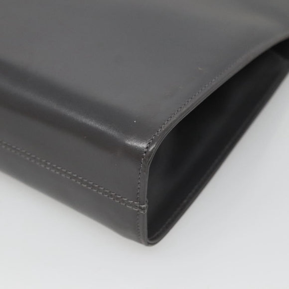 Salvatore Ferragamo Gancini Chain Shoulder Bag Leather Gray Gold Auth 124745