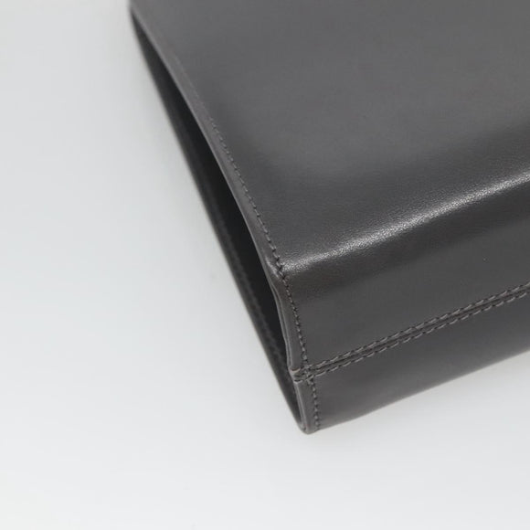 Salvatore Ferragamo Gancini Chain Shoulder Bag Leather Gray Gold Auth 124745