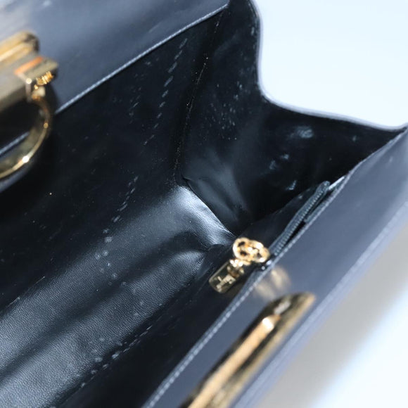 Salvatore Ferragamo Gancini Chain Shoulder Bag Leather Gray Gold Auth 124745