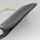Salvatore Ferragamo Gancini Chain Shoulder Bag Leather Gray Gold Auth 124745-6