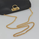 Salvatore Ferragamo Gancini Chain Shoulder Bag Leather Gray Gold Auth 124745-7