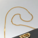 Salvatore Ferragamo Gancini Chain Shoulder Bag Leather Gray Gold Auth 124745-8