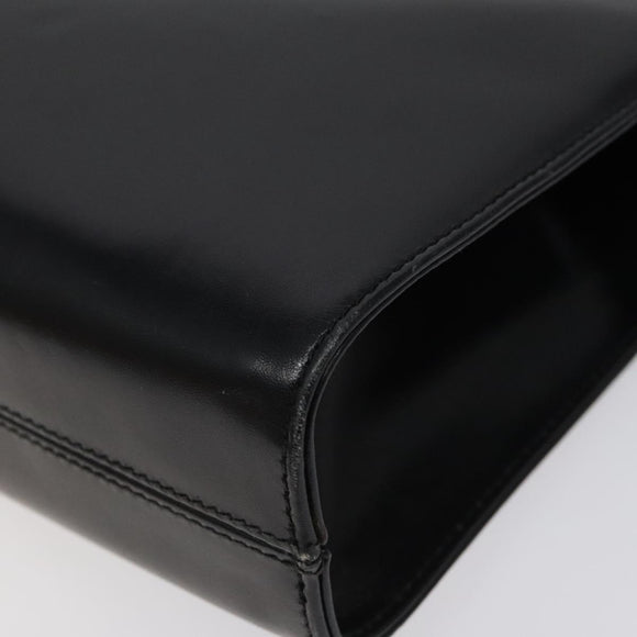 Salvatore Ferragamo Gancini Chain Shoulder Bag Leather Black Gold Auth 124746