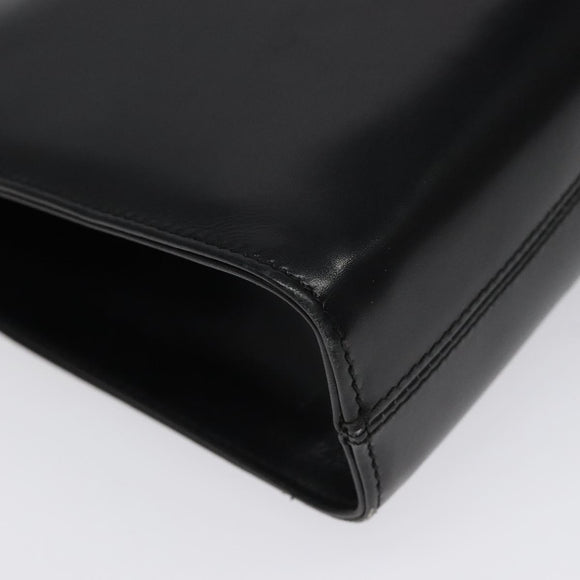 Salvatore Ferragamo Gancini Chain Shoulder Bag Leather Black Gold Auth 124746