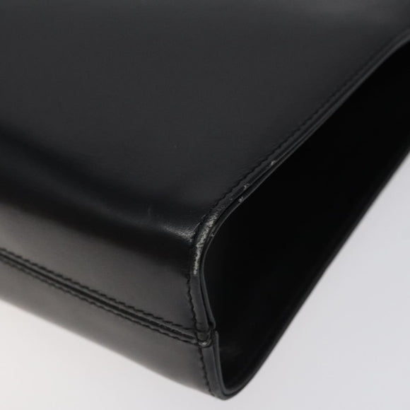 Salvatore Ferragamo Gancini Chain Shoulder Bag Leather Black Gold Auth 124746