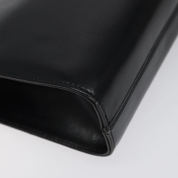 Salvatore Ferragamo Gancini Chain Shoulder Bag Leather Black Gold Auth 124746