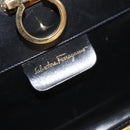 Salvatore Ferragamo Gancini Chain Shoulder Bag Leather Black Gold Auth 124746-15