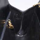 Salvatore Ferragamo Gancini Chain Shoulder Bag Leather Black Gold Auth 124746-18